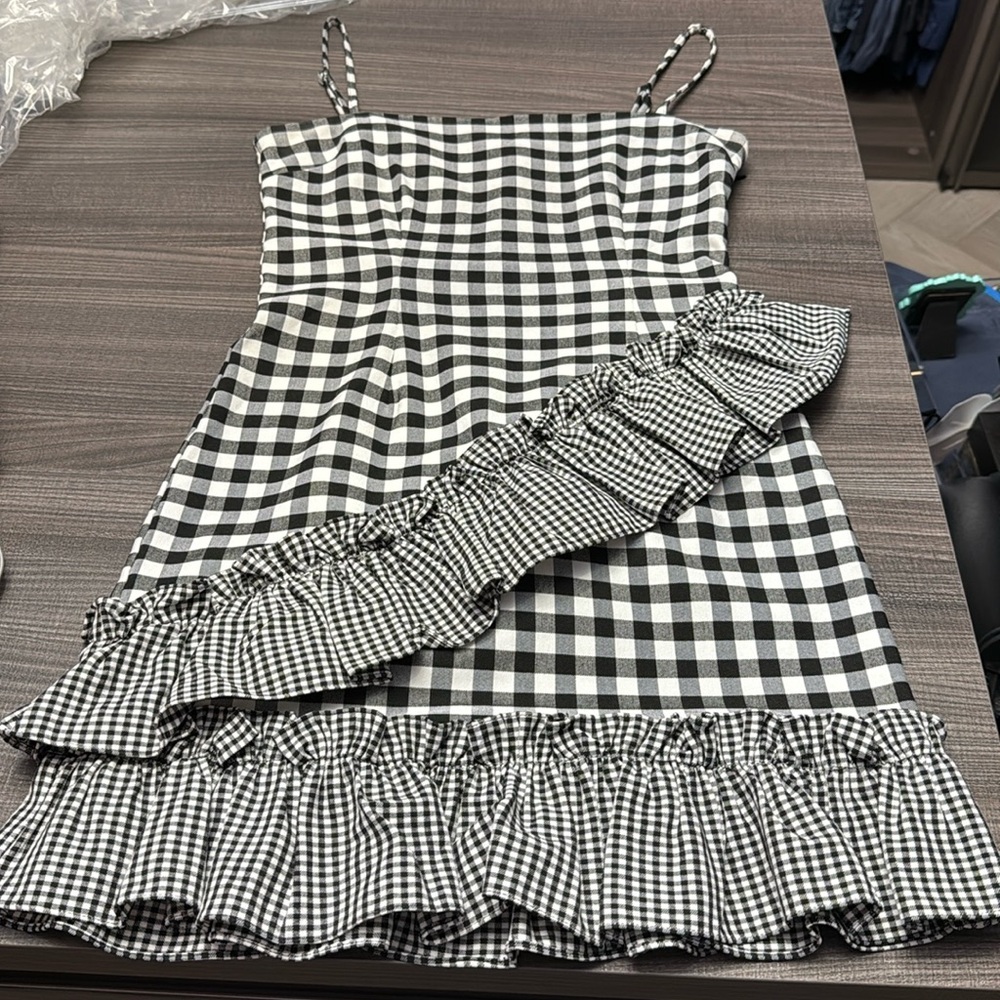 Lovers + Friends Black and White Checkered Mini Dress
